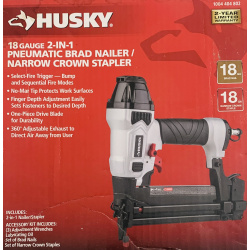 Husky Pneumatic 2-in-1 18 Gauge 2 in. Brad Nailer and 1/4 in. Narrow Crown Stapler with Fasteners