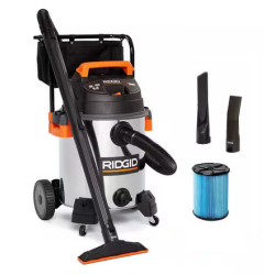 16 Gal. 6.5 Peak HP Stainless Steel Shop Vac Wet Dry Vacuum with Fine Dust Filter, 7 ft.